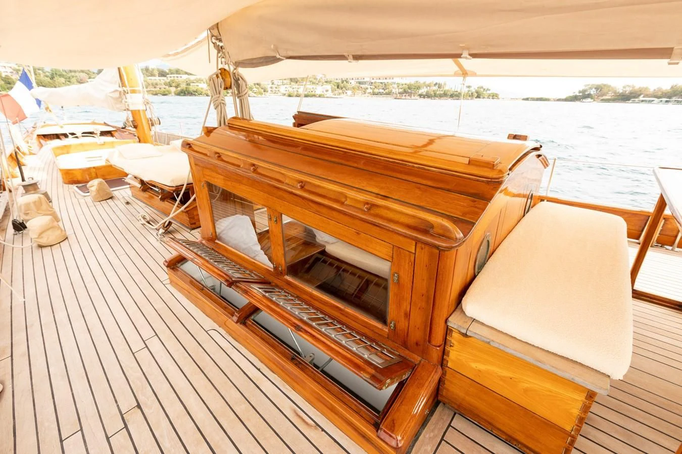a boat on a deck aboard MILENA Yacht for Sale