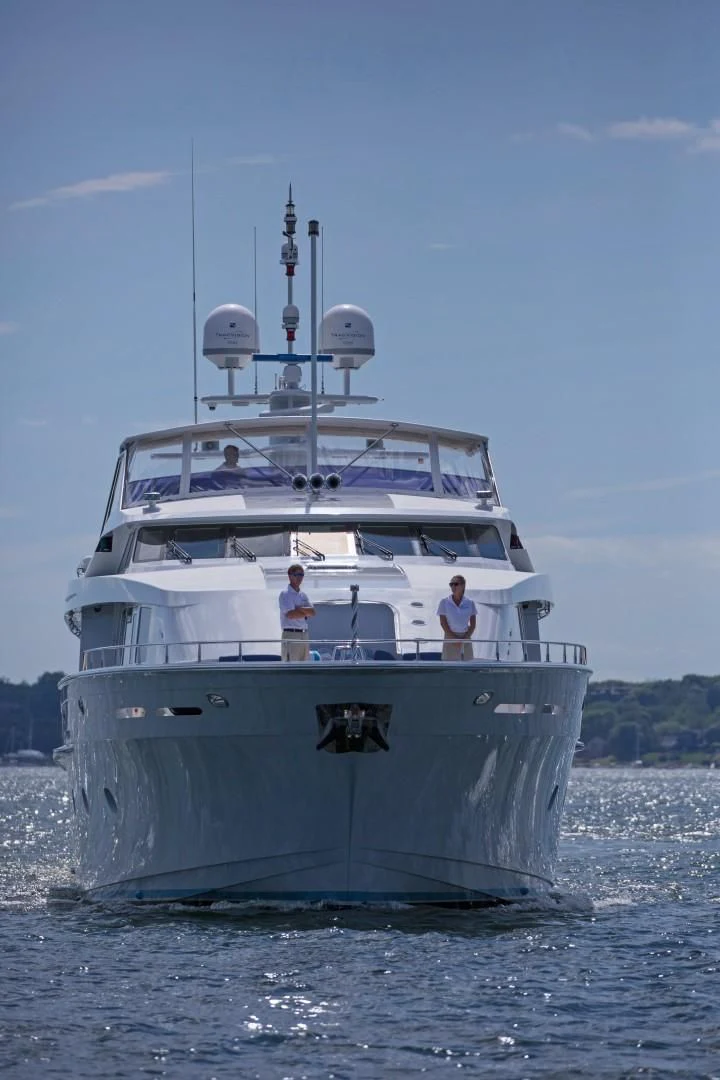 a large boat in the water aboard XOXO Yacht for Charter