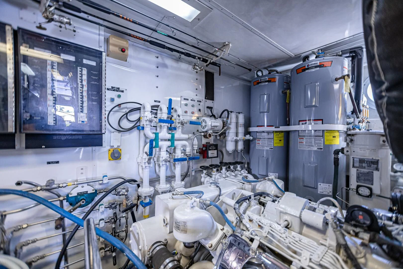 a room with machinery aboard XOXO Yacht for Charter