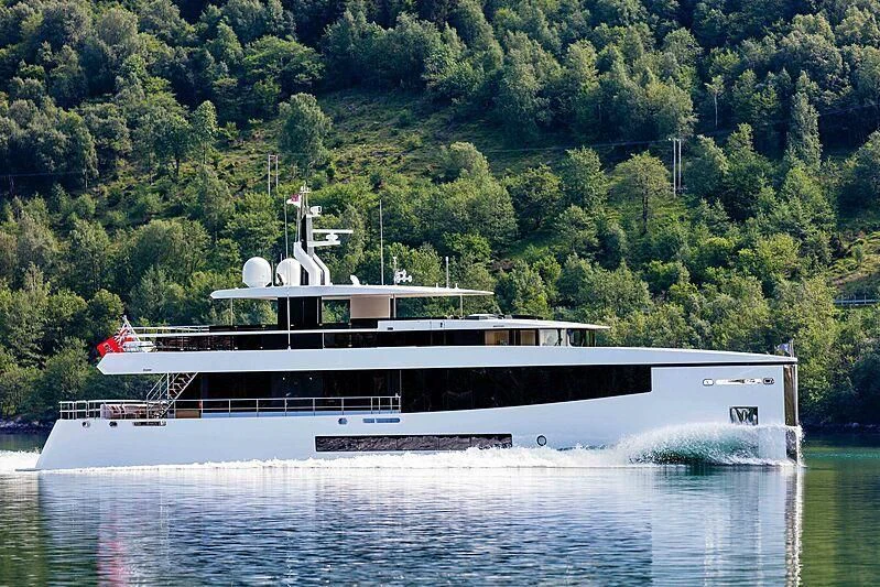 a large boat on the water aboard GRAYCLIFFS Yacht for Sale