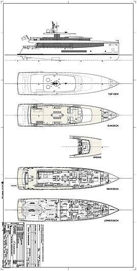 diagram, engineering drawing aboard GRAYCLIFFS Yacht for Sale
