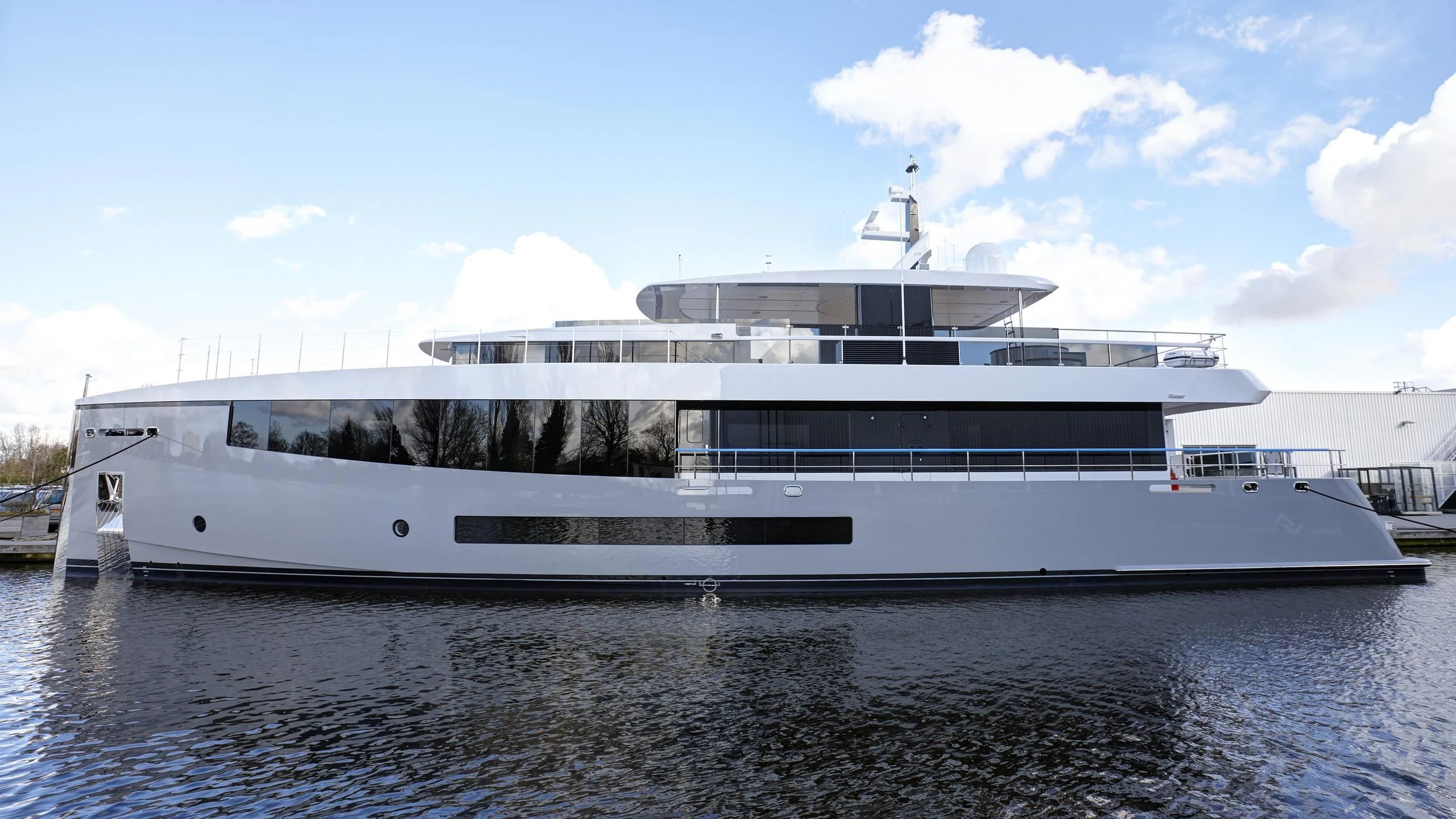 a large white yacht aboard GRAYCLIFFS Yacht for Sale
