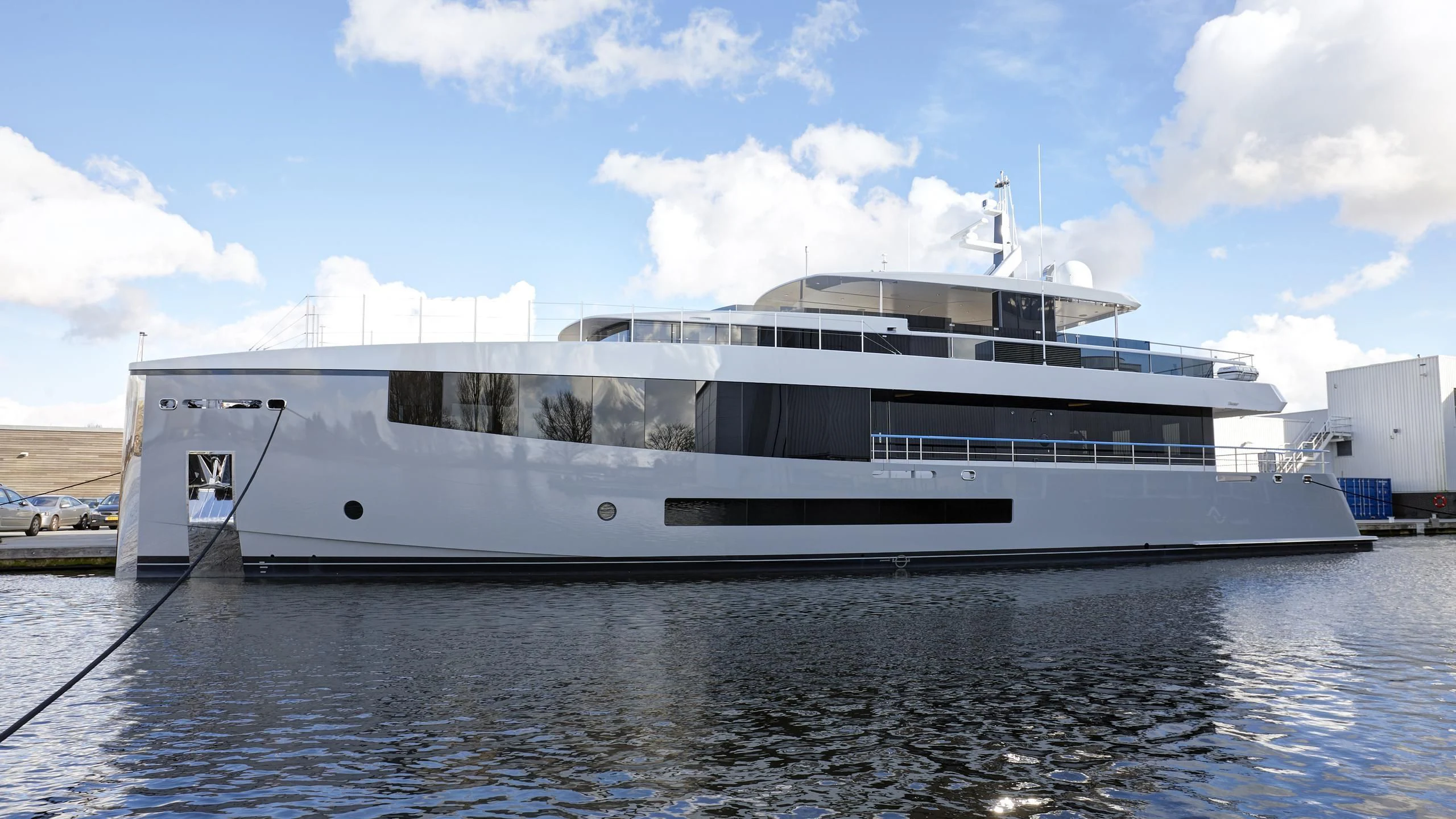 a white yacht on the water aboard GRAYCLIFFS Yacht for Sale