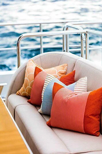 pillows on a couch aboard GRAYCLIFFS Yacht for Sale