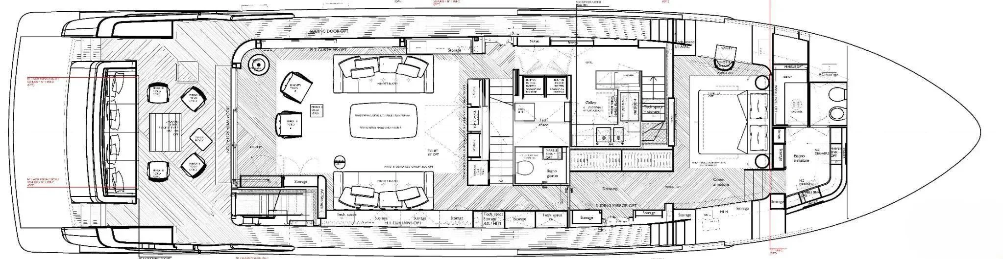 a sketch of a building aboard AKIRA Yacht for Sale