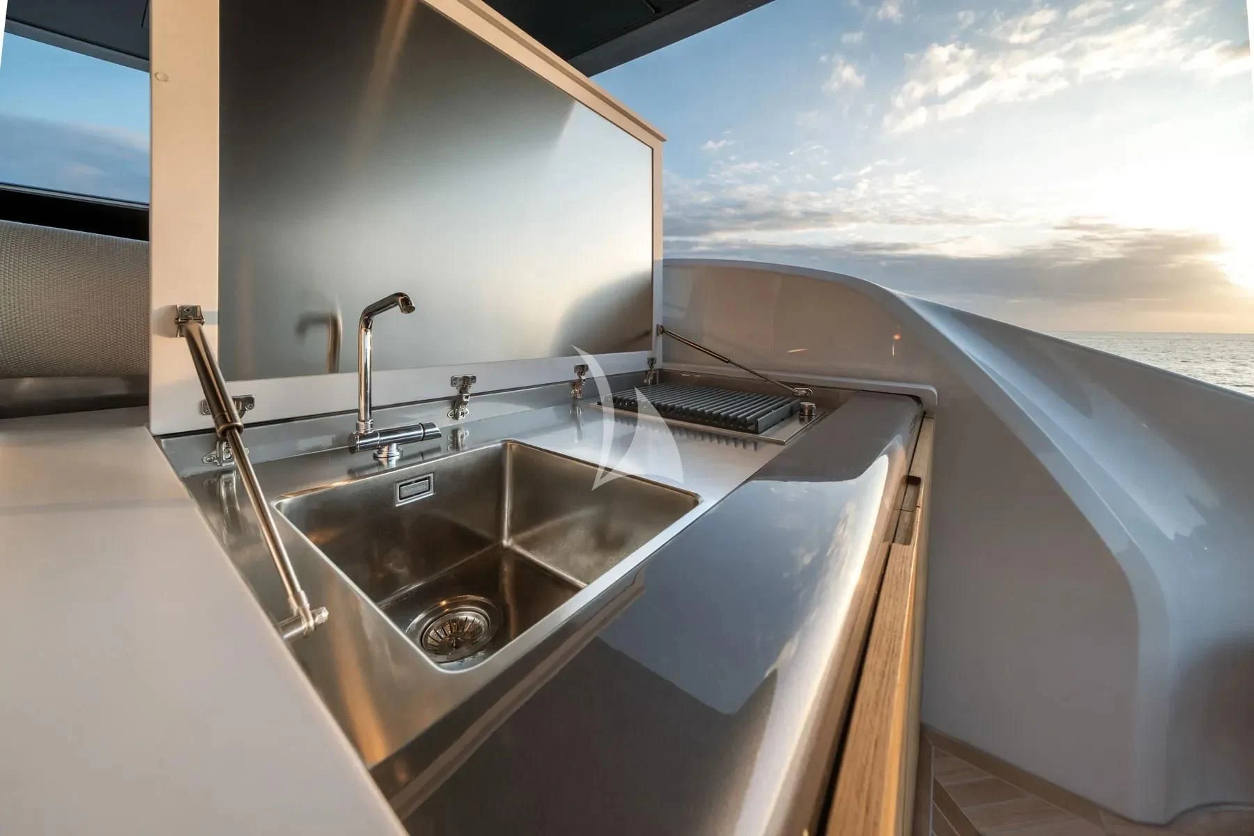 a sink in a plane aboard AKIRA Yacht for Sale