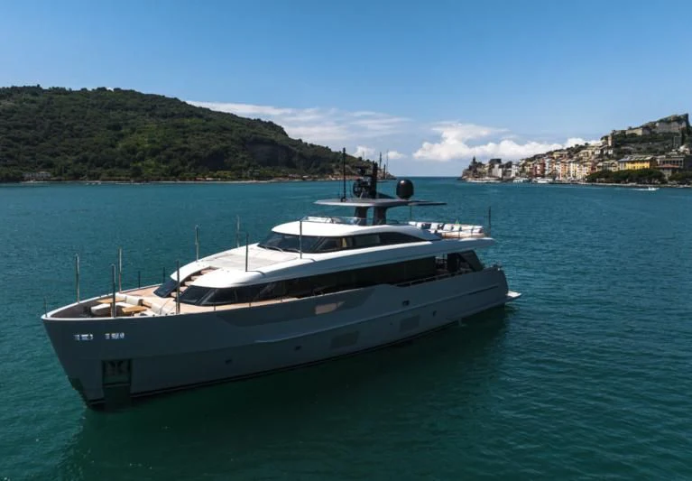 a boat in the water aboard AKIRA Yacht for Sale