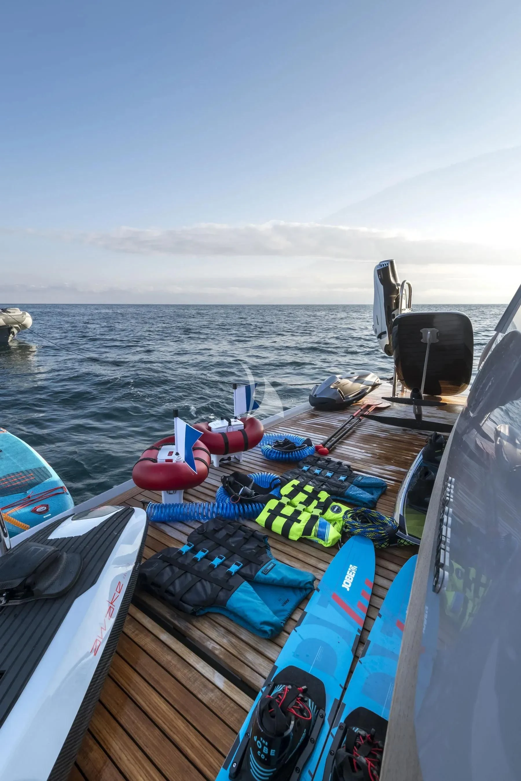 a boat with a large number of boats on it aboard AKIRA Yacht for Sale