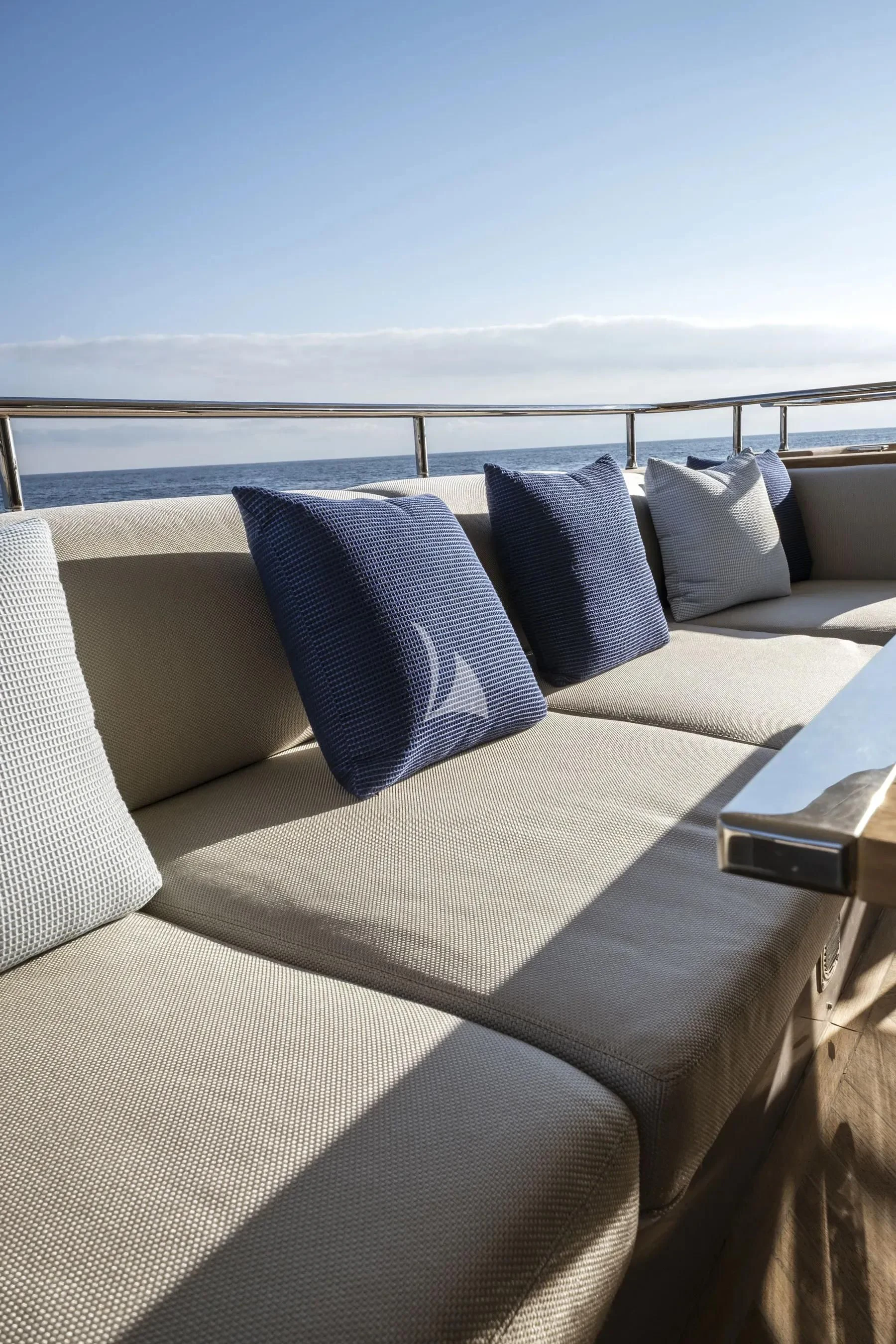 a bed with pillows aboard AKIRA Yacht for Sale