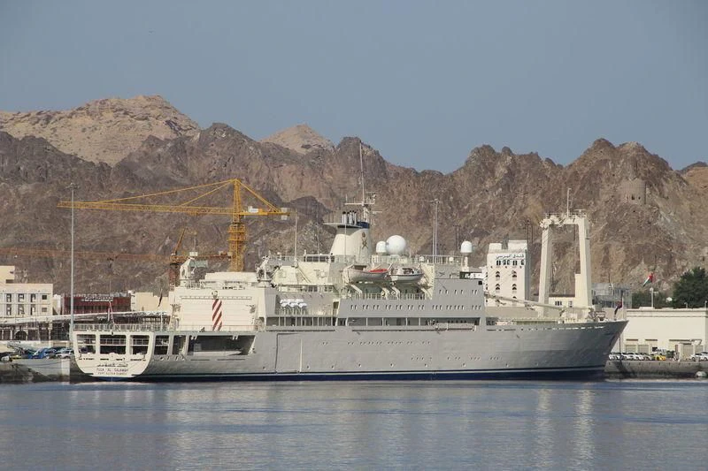a large white ship in the water aboard DHAFI Yacht for Sale