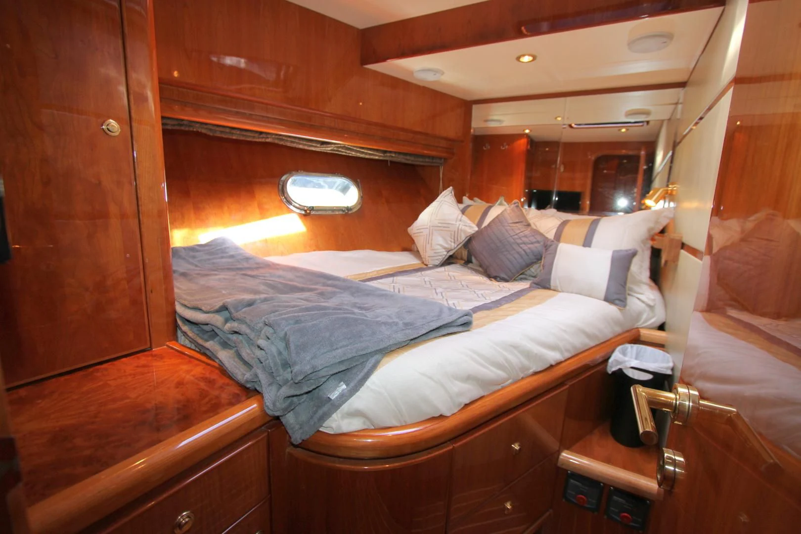 a bed in a cabin aboard KISMET Yacht for Sale