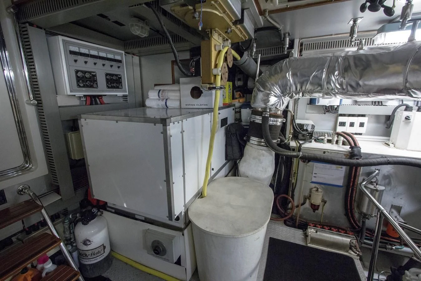a room with machinery aboard KISMET Yacht for Sale