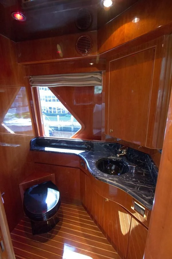 a kitchen with a blue bowl aboard KISMET Yacht for Sale