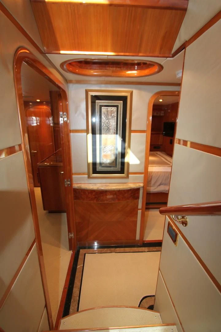 a bathroom with a sink and a mirror aboard KISMET Yacht for Sale