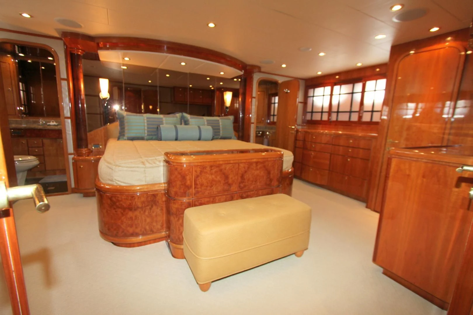 a room with a couch and a table aboard KISMET Yacht for Sale