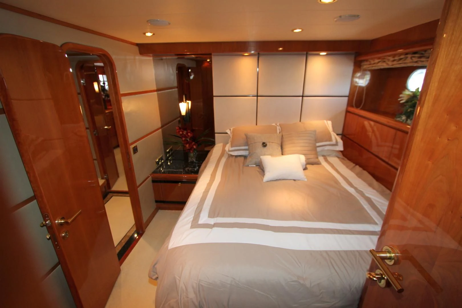 a hotel room with a bed aboard KISMET Yacht for Sale