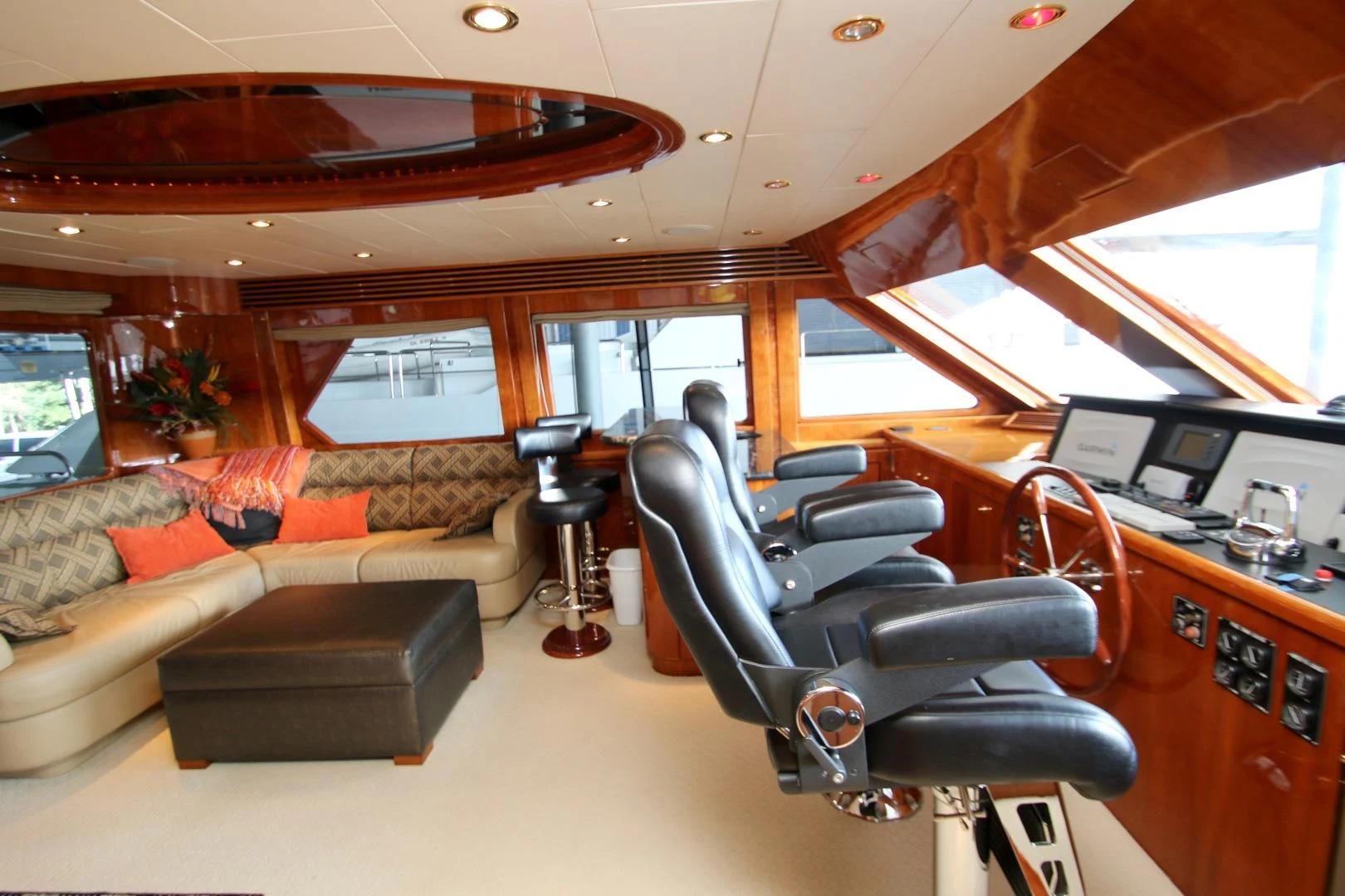 a room with a couch and a desk aboard KISMET Yacht for Sale