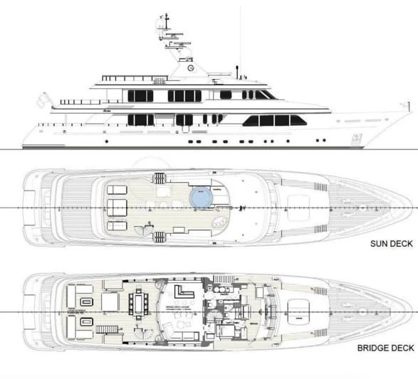diagram, engineering drawing aboard OCEAN MERCURY Yacht for Sale