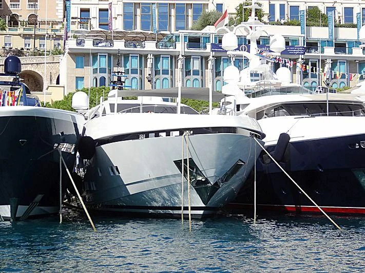 boats docked at a pier aboard ELSEA Yacht for Sale