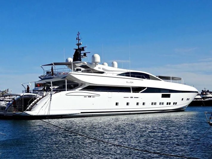 a large white yacht aboard ELSEA Yacht for Sale