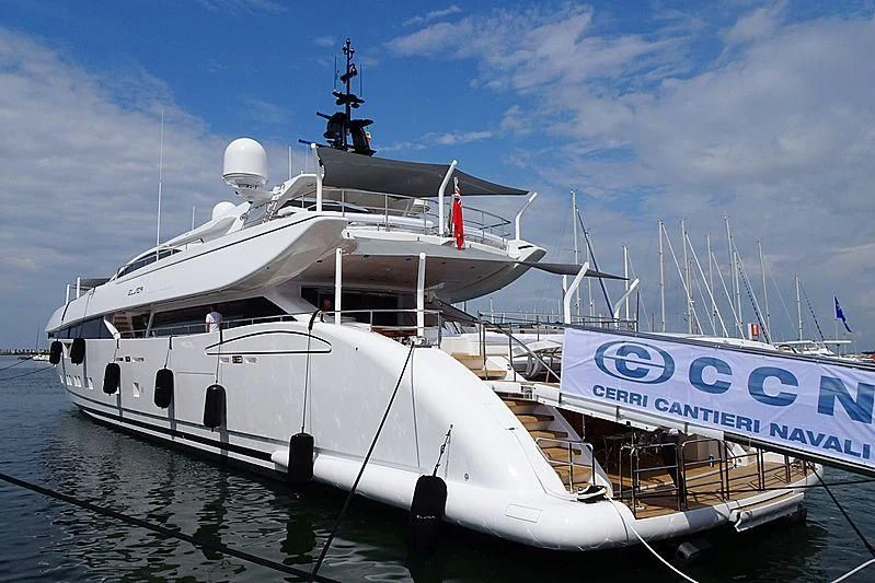 a large white boat in the water aboard ELSEA Yacht for Sale