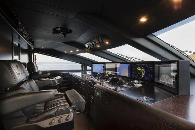inside of a vehicle with screens aboard ELSEA Yacht for Sale