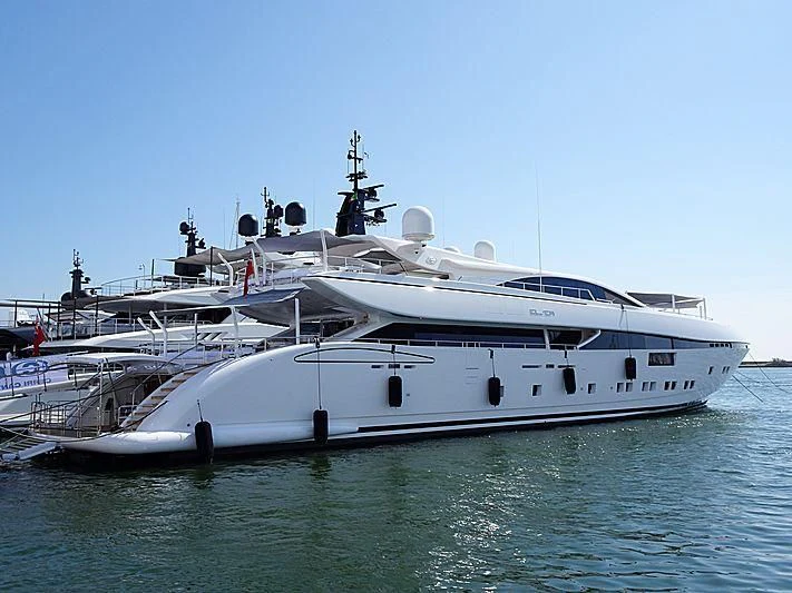 a large white yacht aboard ELSEA Yacht for Sale