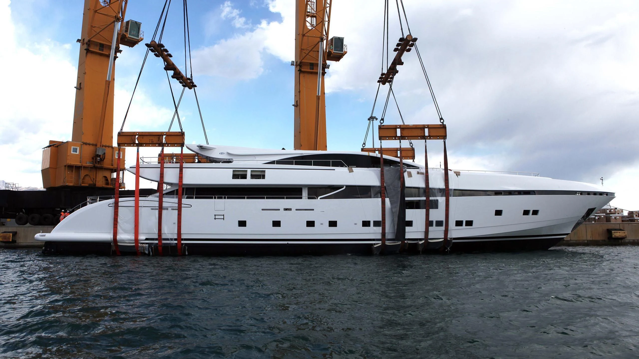 a large white boat in the water aboard ELSEA Yacht for Sale