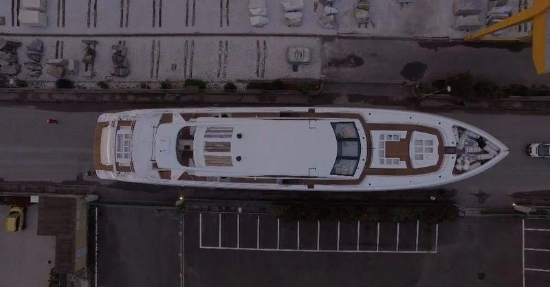 a large tank with graffiti on it aboard ELSEA Yacht for Sale