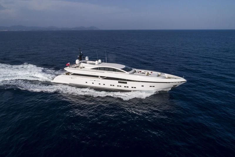 a white yacht on the water aboard ELSEA Yacht for Sale