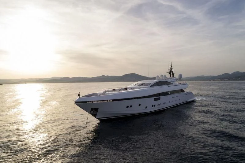 a white yacht in the water aboard ELSEA Yacht for Sale