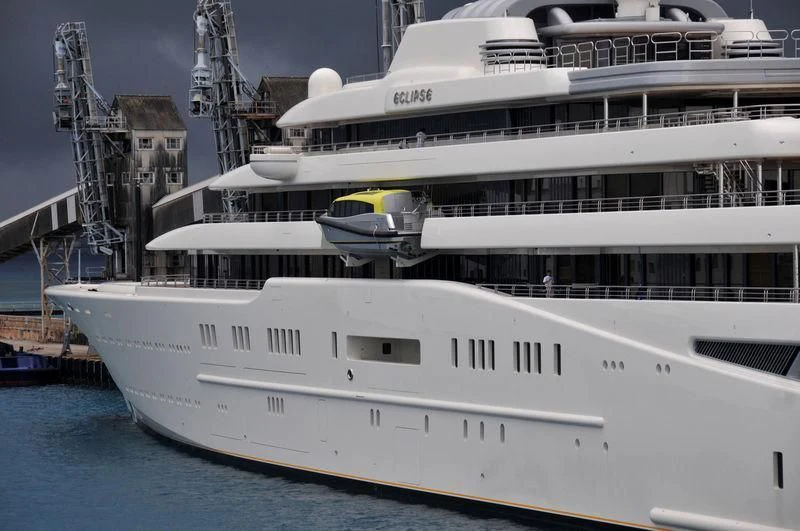 a large white ship aboard ECLIPSE Yacht for Sale
