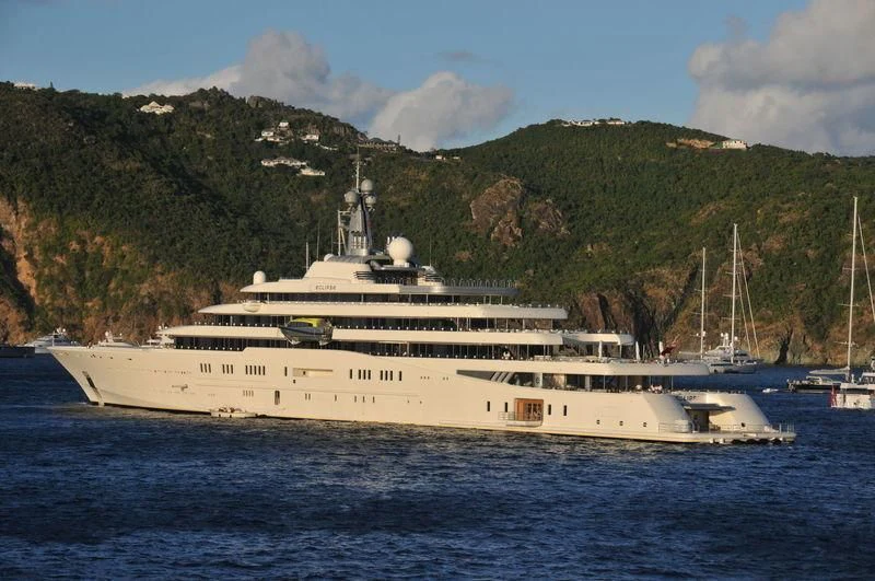 a large white ship in the water aboard ECLIPSE Yacht for Sale