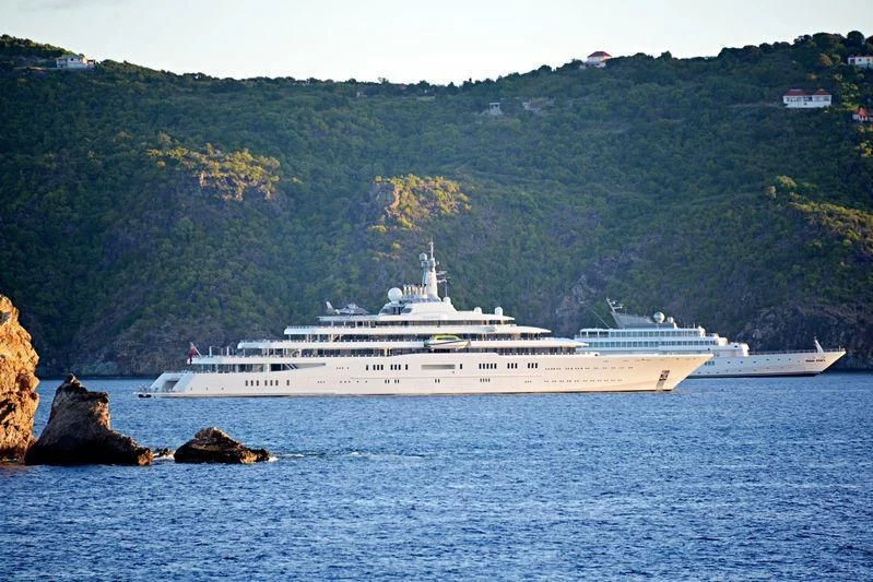 a large white ship in the water aboard ECLIPSE Yacht for Sale