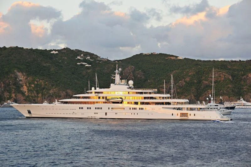a large white ship in the water aboard ECLIPSE Yacht for Sale
