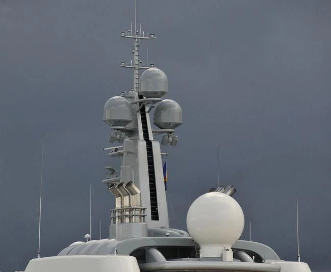 a group of satellite dishes aboard ECLIPSE Yacht for Sale