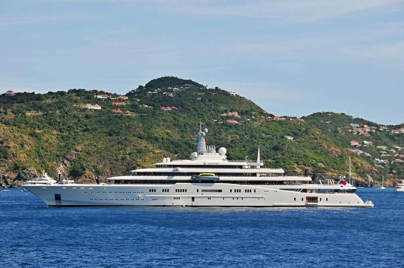 a large ship in the water aboard ECLIPSE Yacht for Sale
