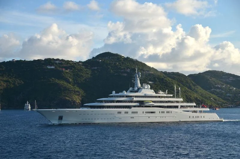 a large white ship in the water aboard ECLIPSE Yacht for Sale