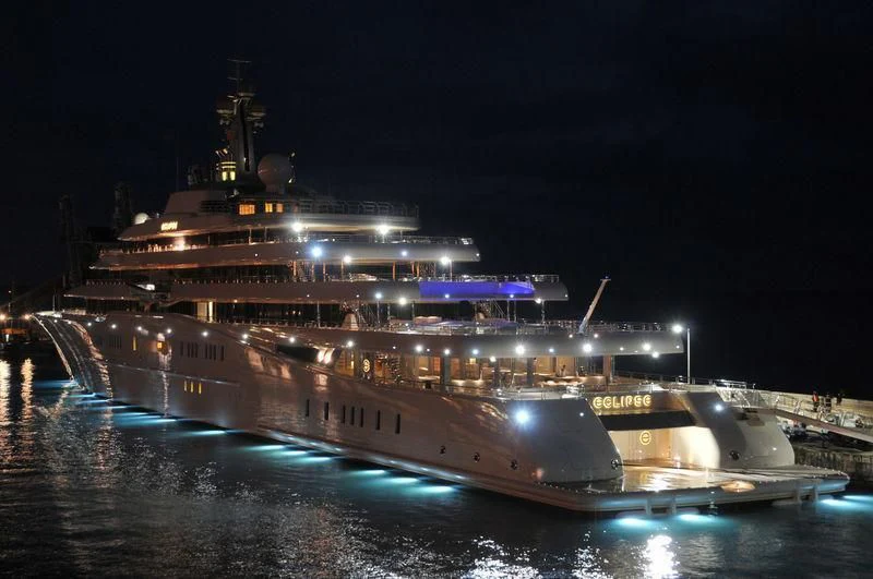 a large ship in the water aboard ECLIPSE Yacht for Sale