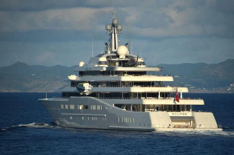 a large white ship in the water aboard ECLIPSE Yacht for Sale