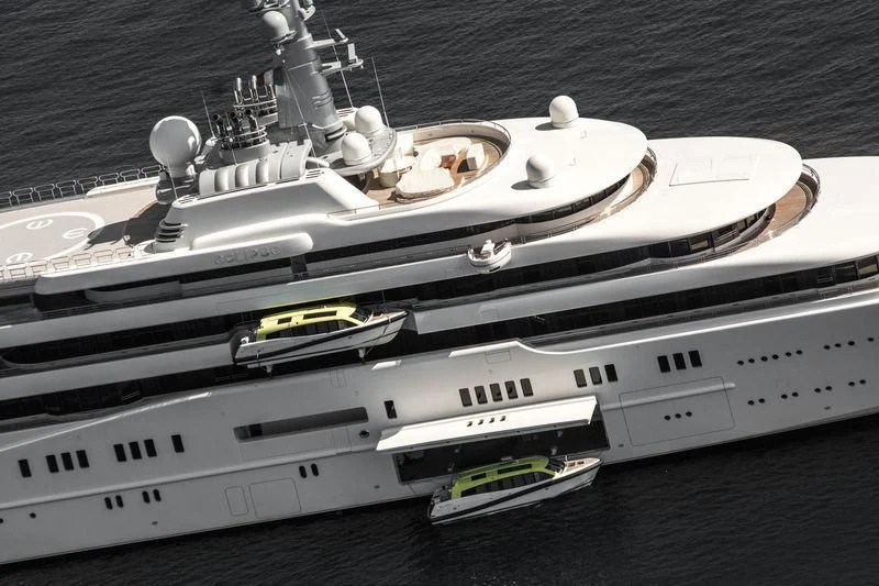 a white boat with a white interior aboard ECLIPSE Yacht for Sale