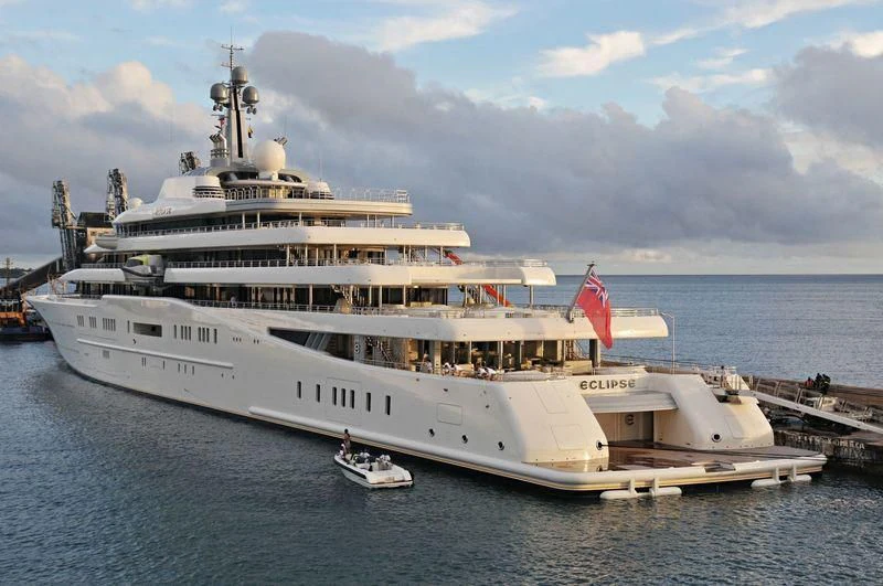 a large white ship in the water aboard ECLIPSE Yacht for Sale