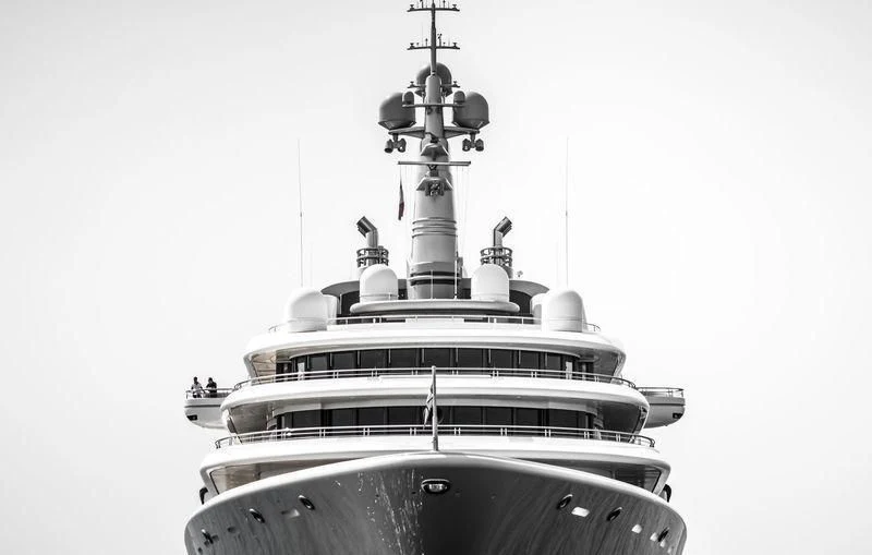 a black and white photo of a boat aboard ECLIPSE Yacht for Sale