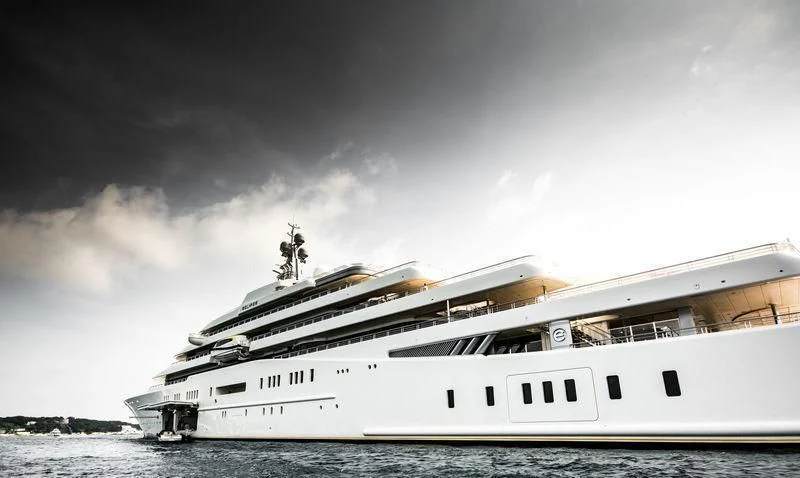 a large cruise ship on the water aboard ECLIPSE Yacht for Sale