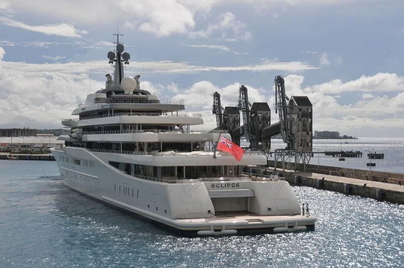 a large ship with a crane on top of it aboard ECLIPSE Yacht for Sale