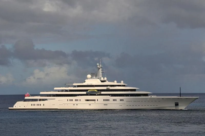 a large white ship in the water aboard ECLIPSE Yacht for Sale