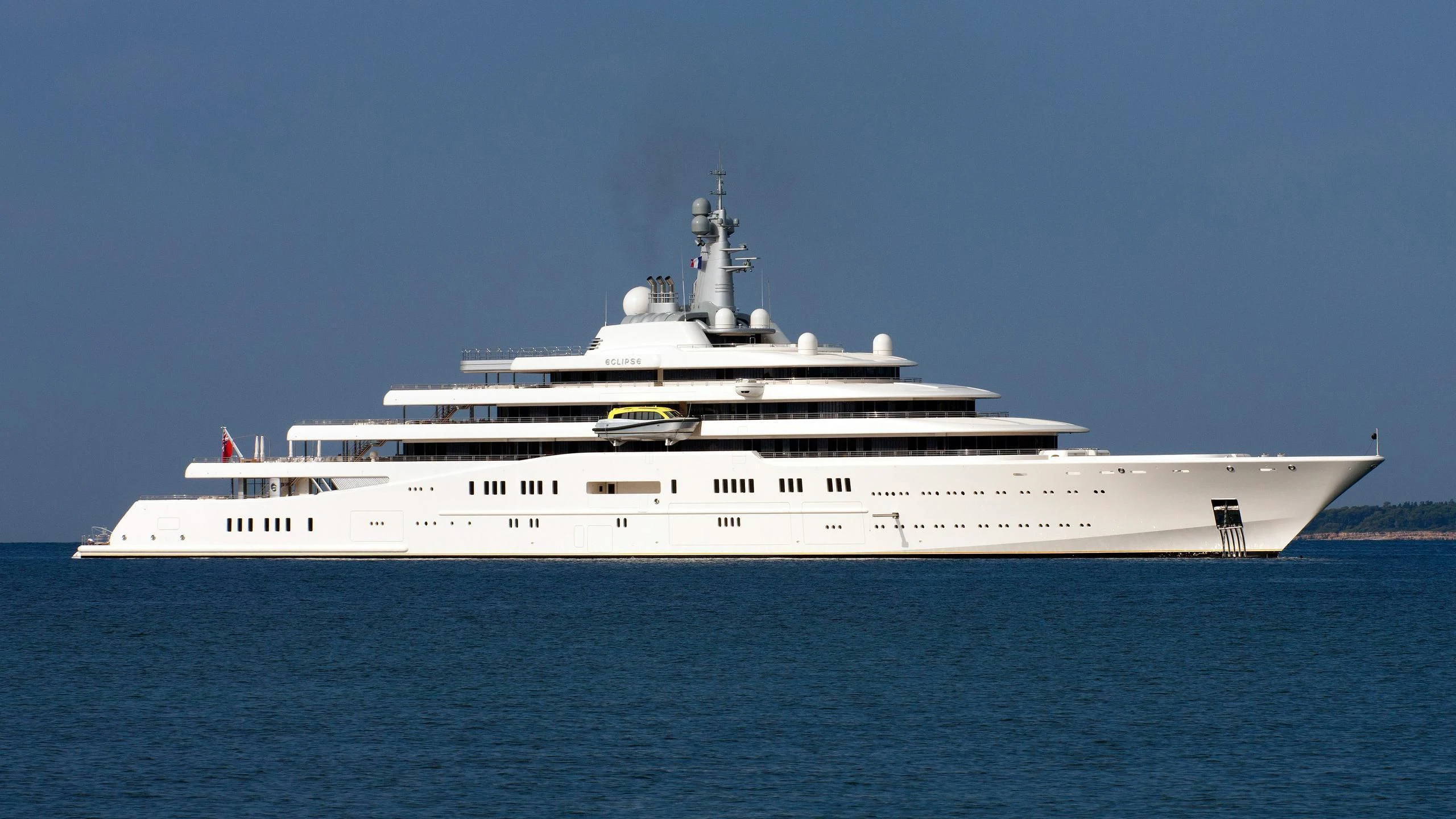 a large white ship aboard ECLIPSE Yacht for Sale
