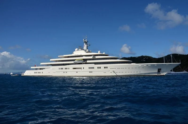 a large white ship in the water aboard ECLIPSE Yacht for Sale