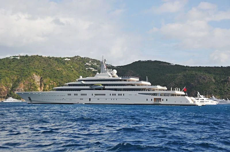 a large white ship in the water aboard ECLIPSE Yacht for Sale