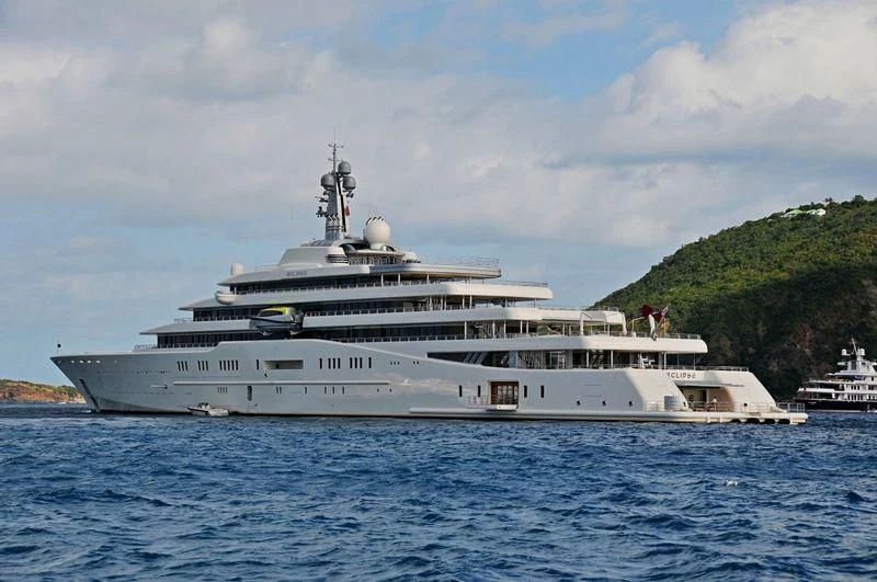 a large white ship in the water aboard ECLIPSE Yacht for Sale
